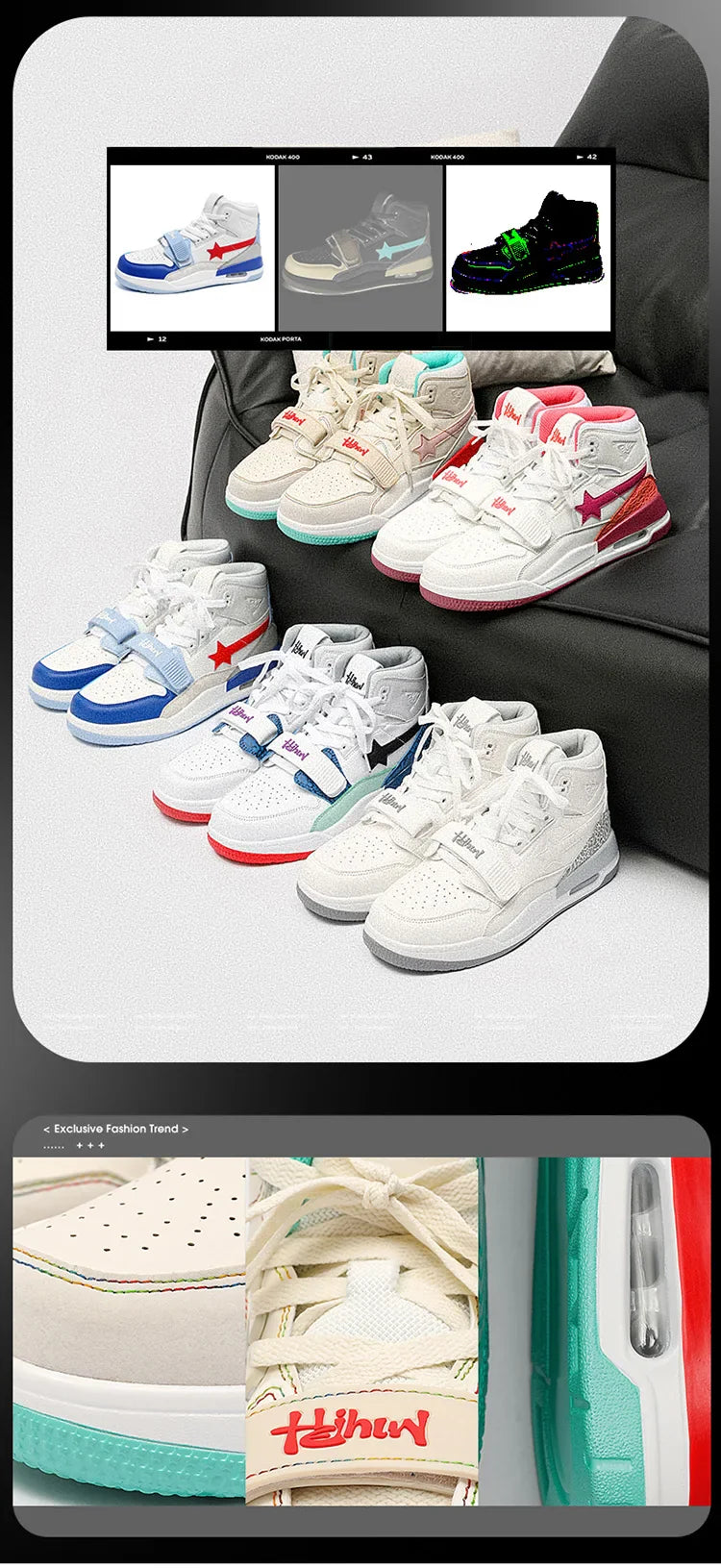 Mens Casual Sneakers High-tops Sneakers Trendy Boys Basketball Sports Tennis Shoes Outdoor Off-road Shoes Couple Sneakers