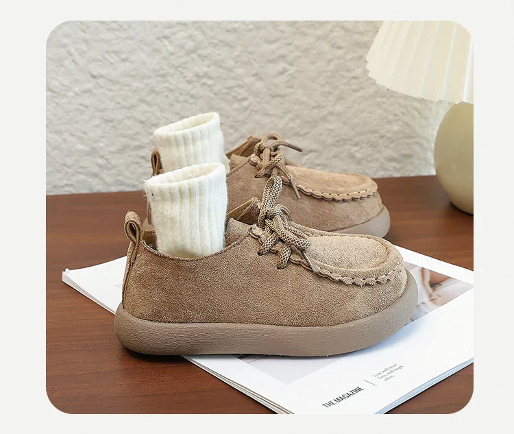 Kids Casual Loafers for Boys Girls 2025 New Autumn Toddler Walking Shoes Non-slip Thick Sole Retro Chic School Outdoor Footwear