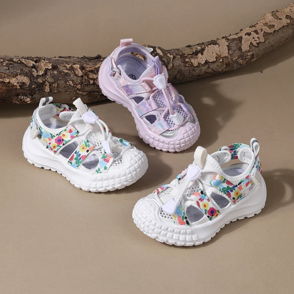 2025 New Summer Kids Sandals For Girls Mesh Flower Breathable Children Sport Shoes Soft Sole Toddler Girls Sandals Beach EU21-30