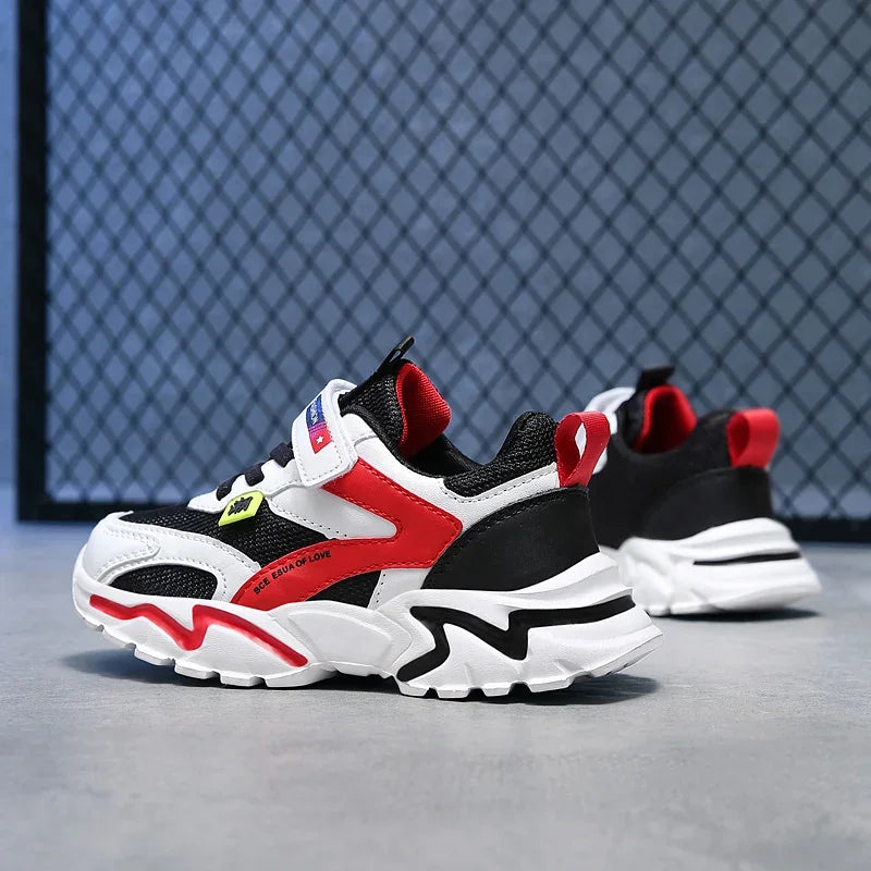 Kid Sneakers Sport Shoes for Boys Fashion Leather Children Breathable Mesh Comfort Shoes Casual Walking Outdoor Running Shoes