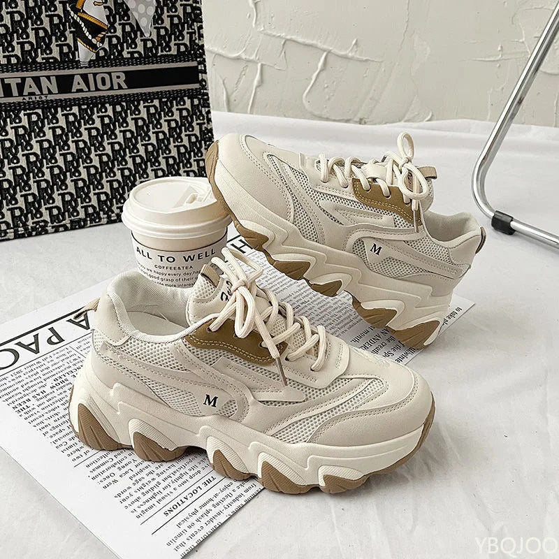 Ladies New fashion Shoes Thick soled comfortable Sneakers Trendy versatile leather shoe Casual breathable Women's shoes Mujer