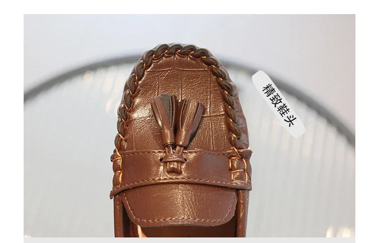 Children Moccasin Shoes Boys Flats Loafers Non-slip Tassels Cute Kids Casual Leather Shoes Soft Slip-on Pleated Solid Color 2023