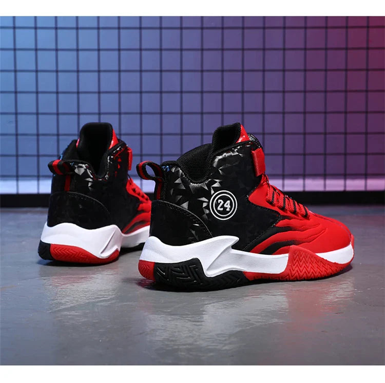 Kids Basketball Shoes Boys Rotary Buckle Sneakers Non-slip Child Trainer Basket Shoes Outdoor Children Sport Running Footwear