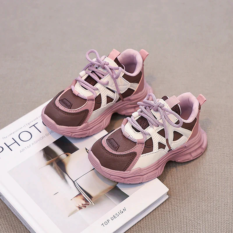 Kids Sneakers Handsome Girls Running Shoes Mesh Breathable  New Girls Sports Shoes Thick Soft Sole Comfort for Students