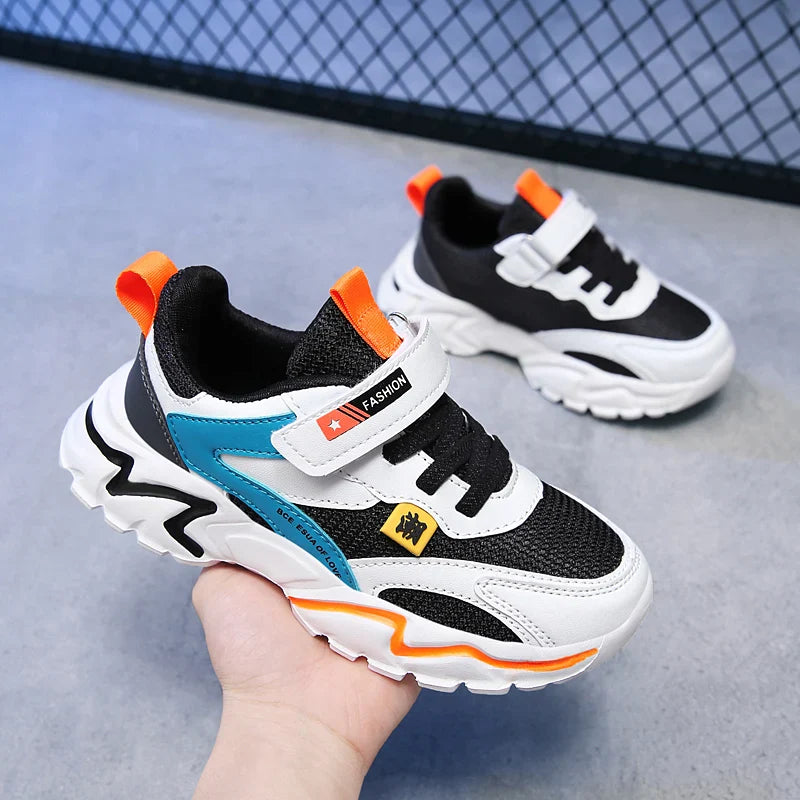 Kid Sneakers Sport Shoes for Boys Fashion Leather Children Breathable Mesh Comfort Shoes Casual Walking Outdoor Running Shoes