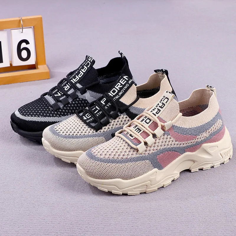 Chunky Sneakers 2025 Women's Casual Shoes Spring And Autumn Air Mesh Breathable Sports Shoes For Women's Soft Sole Running Shoes