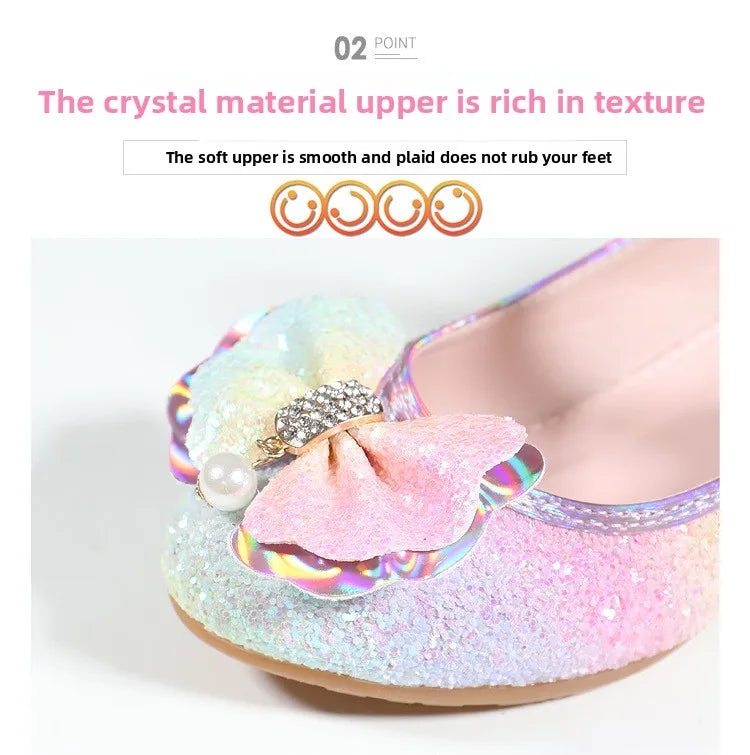 Girls High Heel Dress Shoes Children Princess Marijane Wedding Party High Heels Female  Bridesmaid Kid Show Single Leather Shoes