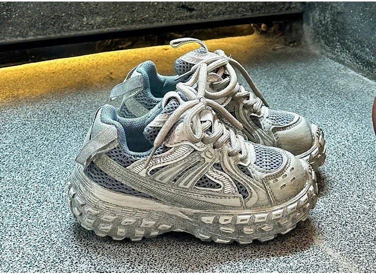 Children Running Shoes Non-slip Boys Girls Sneakers Mesh Breathable 2025 Spring Autumn New Kids Sports Shoes Thick Soft Bottom