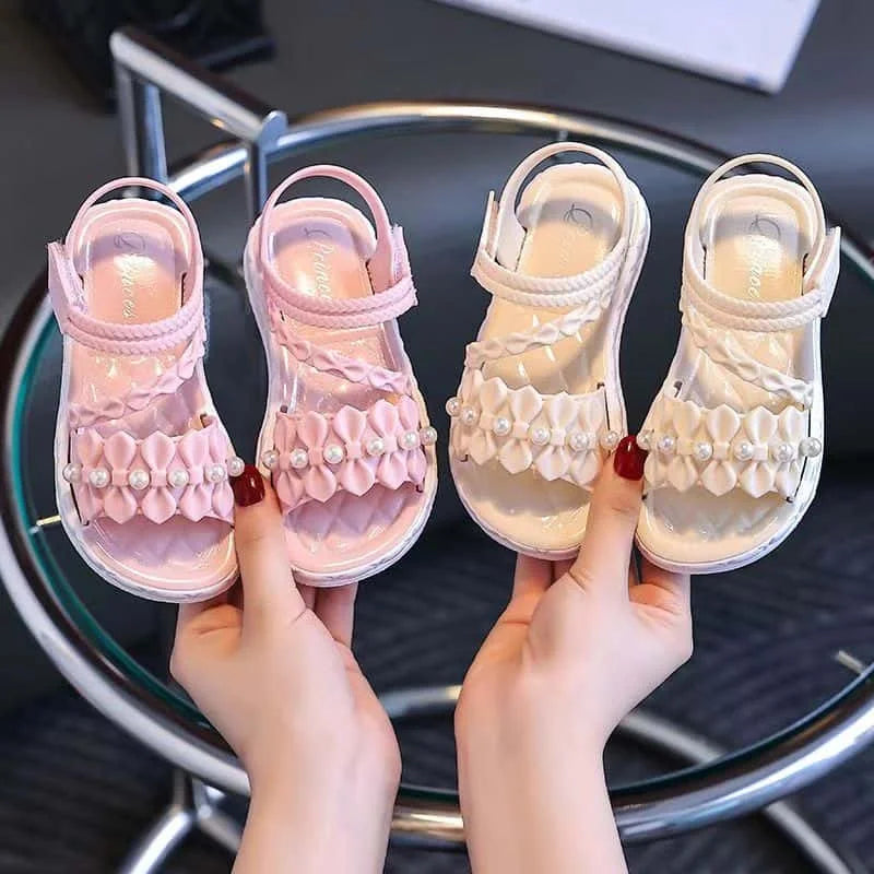 2025 brand-new eco-friendly material girls' sandals, summer fashion, elegant and versatile, children's princess shoes, summer st