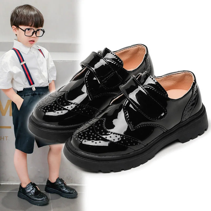 Boys Formal Shoes Girls Leather Shoes Black for School Party Wedding Lace-up Kids Oxfords Classic Fashion Soft 26-36 Breathable