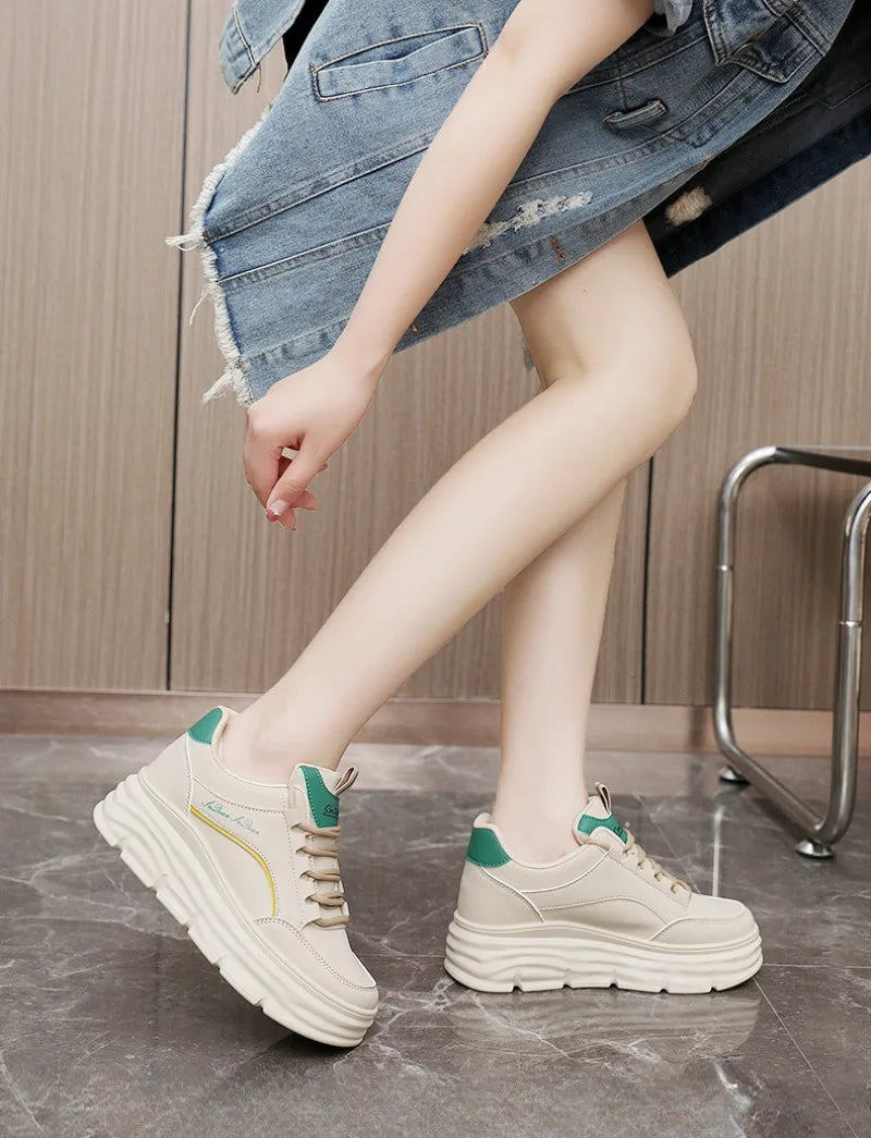 Women's Sneakers Spring Trend Lace-up Platform Casual Shoes Student Small White Shoe Old Dad Style Soft Sole Flat Shoe Versatile