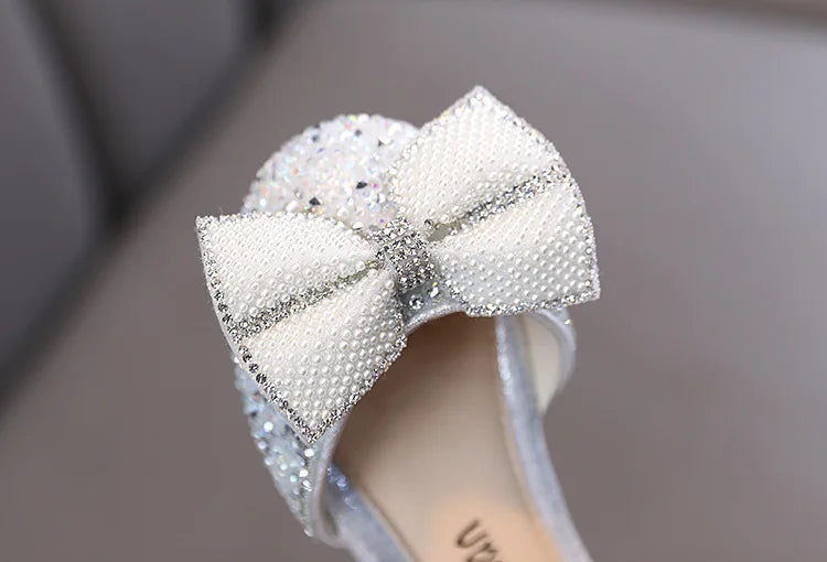 2026 Kids Shoes Summer for Girl Sandals Fashion Sequins Rhinestone Bow Girls Princess Shoe Soft Bottom