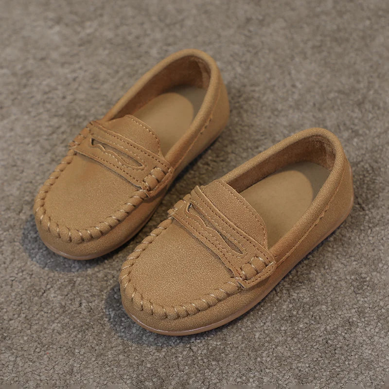 Boys Moccasins Shoes Fashion Solid Color Kids School Causal Shoes Breathable Non-slip Children Slip-on Flats Loafers Size 21-30