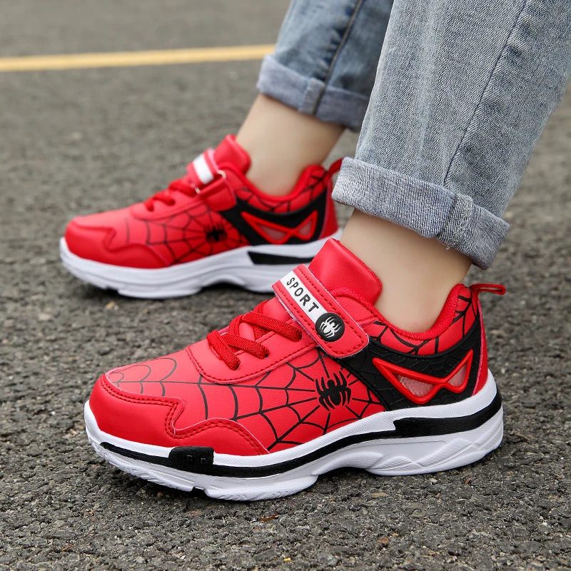 Kids Shoes Boys Sneakers Red PU Leather Children Sneakers New Fashion Casual Fashion Sports Outdoor Running Tennis Shoes for Boy