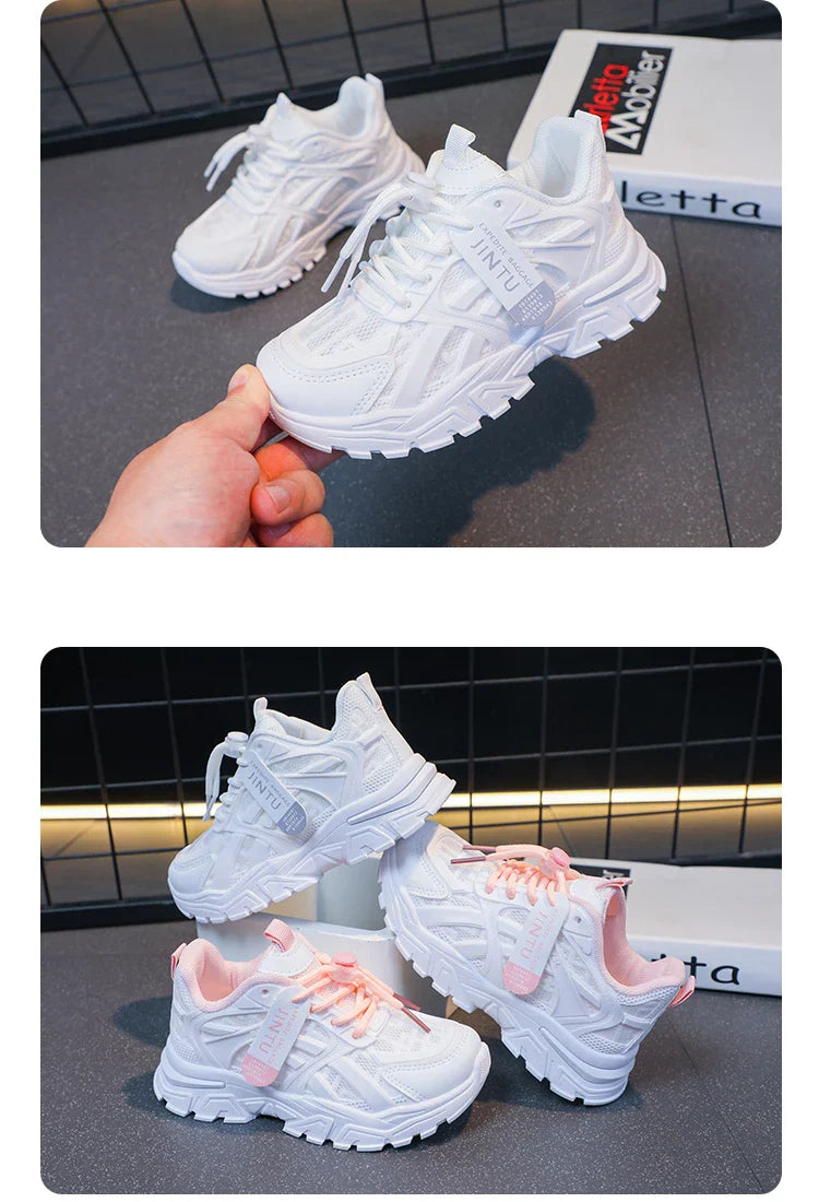 Girls Sneakers 2024 Children Casual Shoes Mesh Platform Designer Tennis Sneaker 6 To 12 Years Kids Sports Shoe for Girl