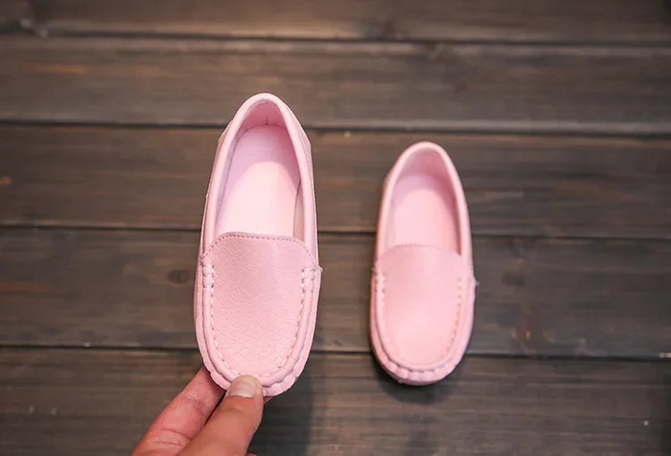 Kids Casual Shoes Flat Candy Colors Unisex Boys Girls Soft Loafers Slip-on PU Leather Shoes For Children Size 21-38 Moccasin Hot