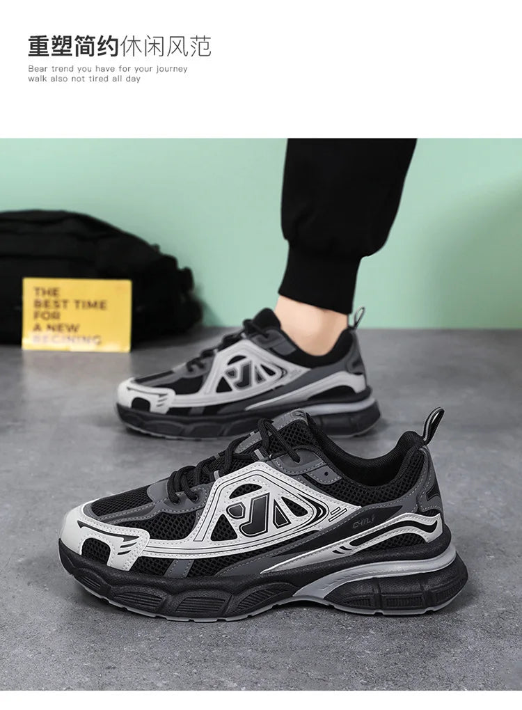 Men's Sneakers Fashion Breathable Sports Shoes Outdoor Running Shoes for Men Lace Up Platform Training Sneakers Tenis Masculino