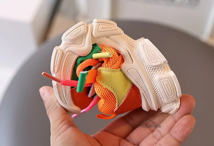 Girls & Boys Casual Sneakers Soft Sole Sports Shoes For Child Autumn colorful