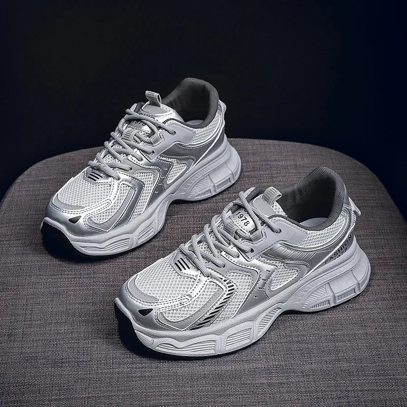 Women's Fashion Chunky Sneakers 2026 Spring Autumn New Platform Height Increase Shoes Comfortable Breathable Casual Sport Shoes