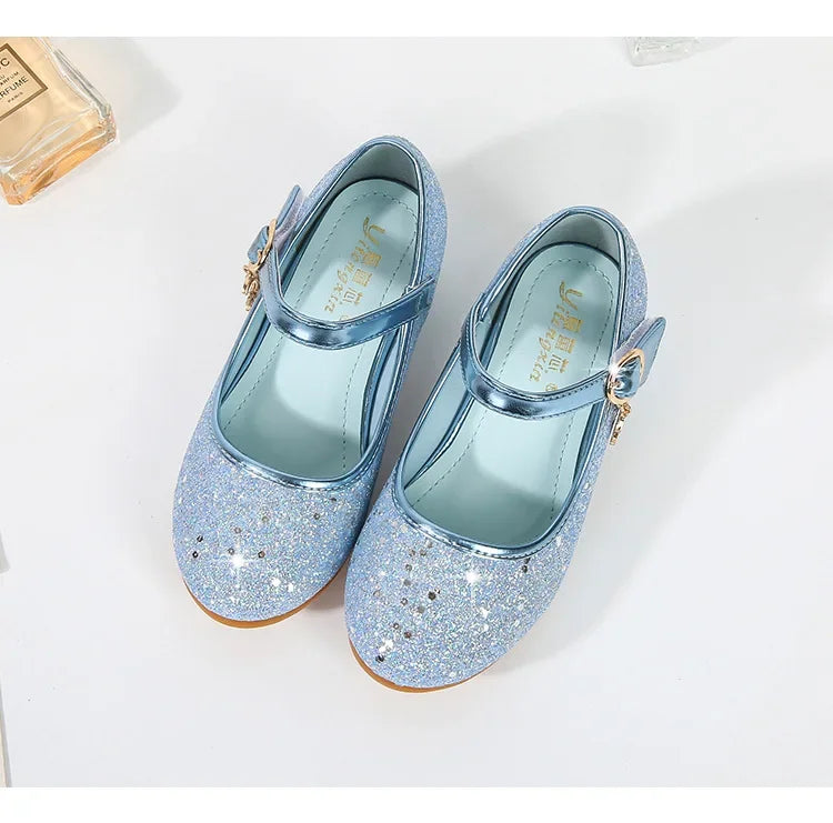 Girl High Heels Princess Shoes Halloween Cosplay Kids Shiny Party Dress Up Leather Shoe for School Uniform Wedding