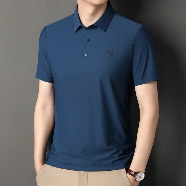 Gray Men's Cool Golf, Business Casual Polo Shirt，2024 Summer New Seamless T-shirt, Fashion Popular Lapel Short Sleeve