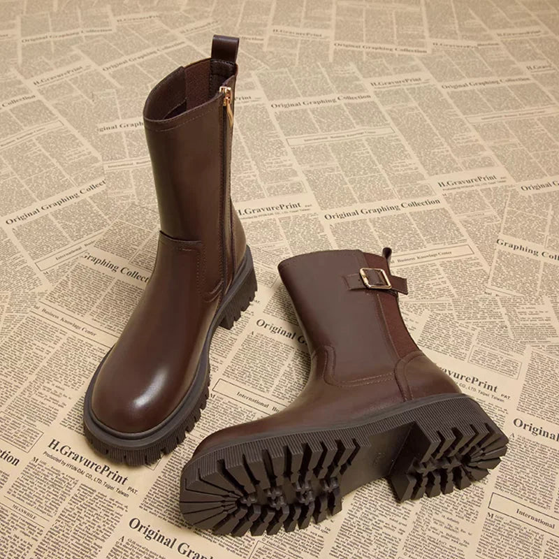 Women's Boots Designer Heeled Shoes Leather Retro Ankle Boots 2025 Fashion Goth Chelsea Boots New Walking Cozy Dress Mujer Botas