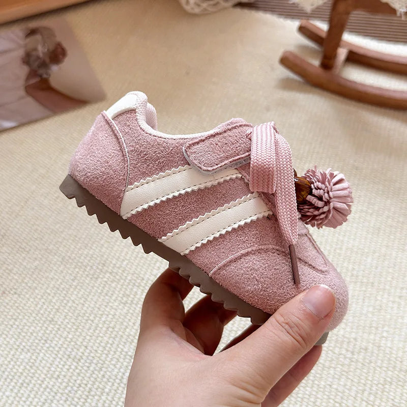 Girls Casual Sneakers 2025 Autumn New Toddler Flat Shoes Flower Children Retro Classic Fashion Non-slip Kids Running Sport Shoes