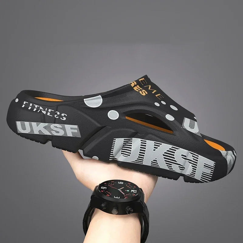 Outdoor Men Beach Shoes Non-Slip Man Slippers Thick Sandals Summer Casual Shoes Platform Indoor House Shower Bathroom Slippers