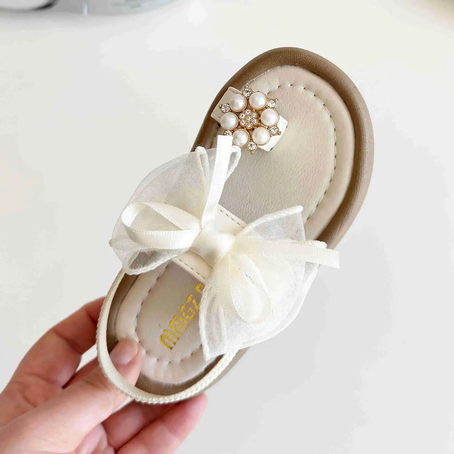 Summer Fashion Kids Platform Princess Shoes  Sandals Girls Rhinestone Straps Beach Shoes Soft Sole Ribbon Bow Versatile Sandals