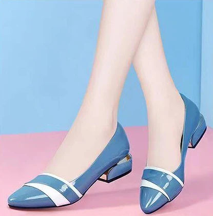 Woman Pumps Office Shoes For Women Pointed Toe Square Heels Low Heel Elegant Luxury Leather Casual Stylish With Premium A