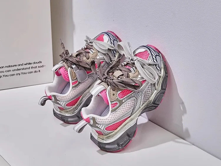 Children's Sneakers Chunky 2025 New Girls Basketball Shoes Fashion Versatile Kids Causal Boys Sports Shoes for School Breathable