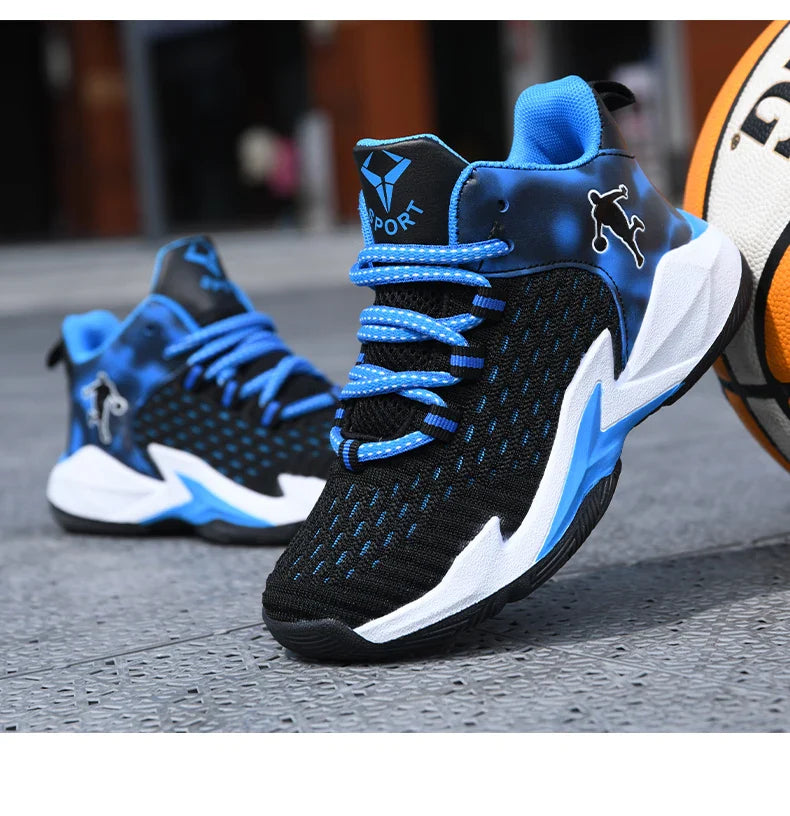 Boys Brand Mesh Basketball Shoes 8 Kids Sneakers Thick Sole Non-slip Children Sports Shoes Child Boy Basket Trainer Shoes Girls