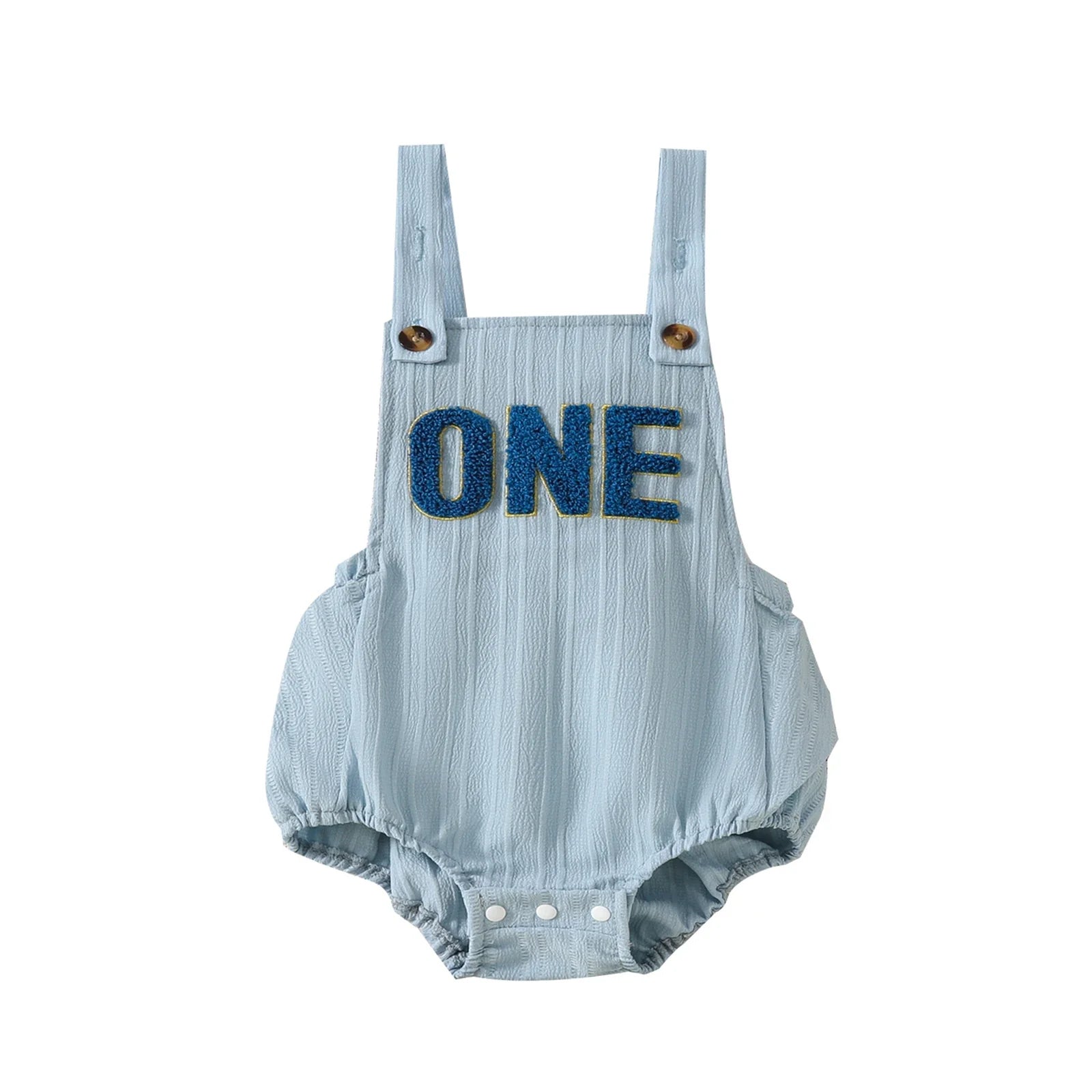 Baby Girls Boys Summer Romper Infant Sleeveless Letter Embroidery Button Casual Overalls