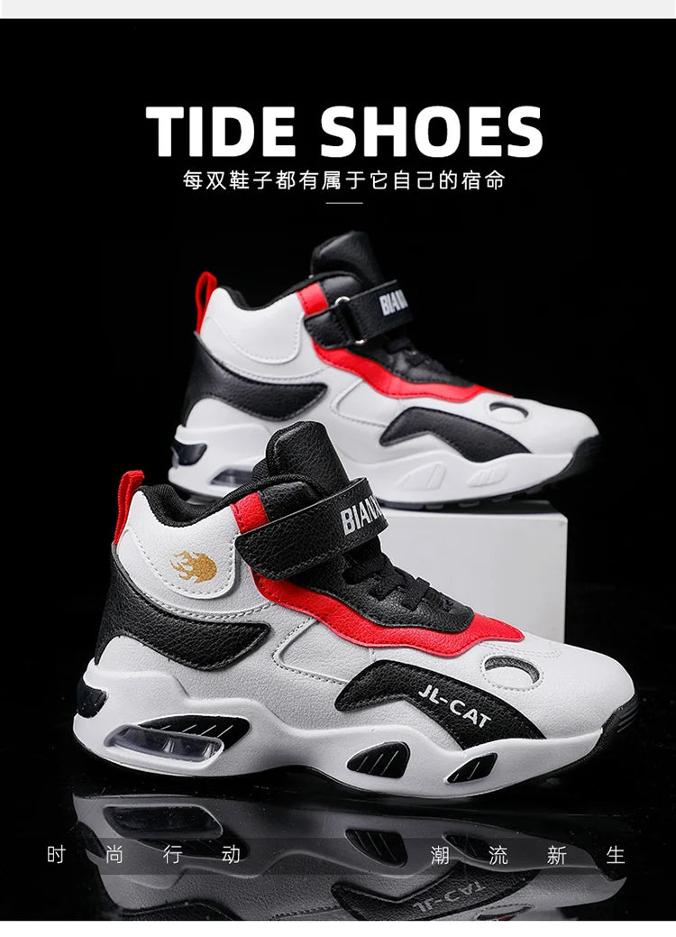 2024 Kids Basketball Shoes Boys Student Sports Shoes School Daily Outdoor Running Sneakers High Top Children Basketball Sneakers