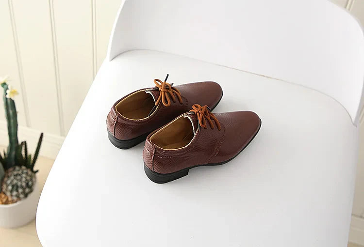 Iawesome Boys Leather Shoes Kids Flats Lace-up Children's Wedding Shoes For Toddlers Boy Big Boys Fashion For Performance