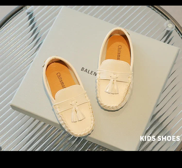 Children Moccasin Shoes Boys Flats Loafers Non-slip Tassels Cute Kids Casual Leather Shoes Soft Slip-on Pleated Solid Color 2023