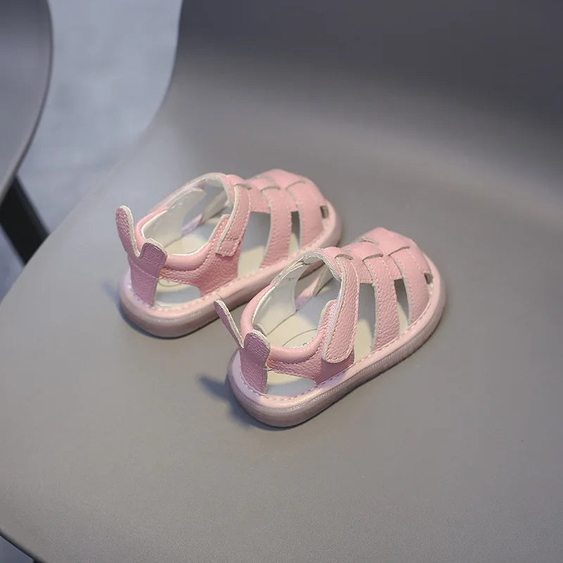 Baby Girls Genuine Leather Sandals Boys Summer Shoes Infant Toddler Shoes Non-slip Soft-soled Kids Children Casual Beach Sandals