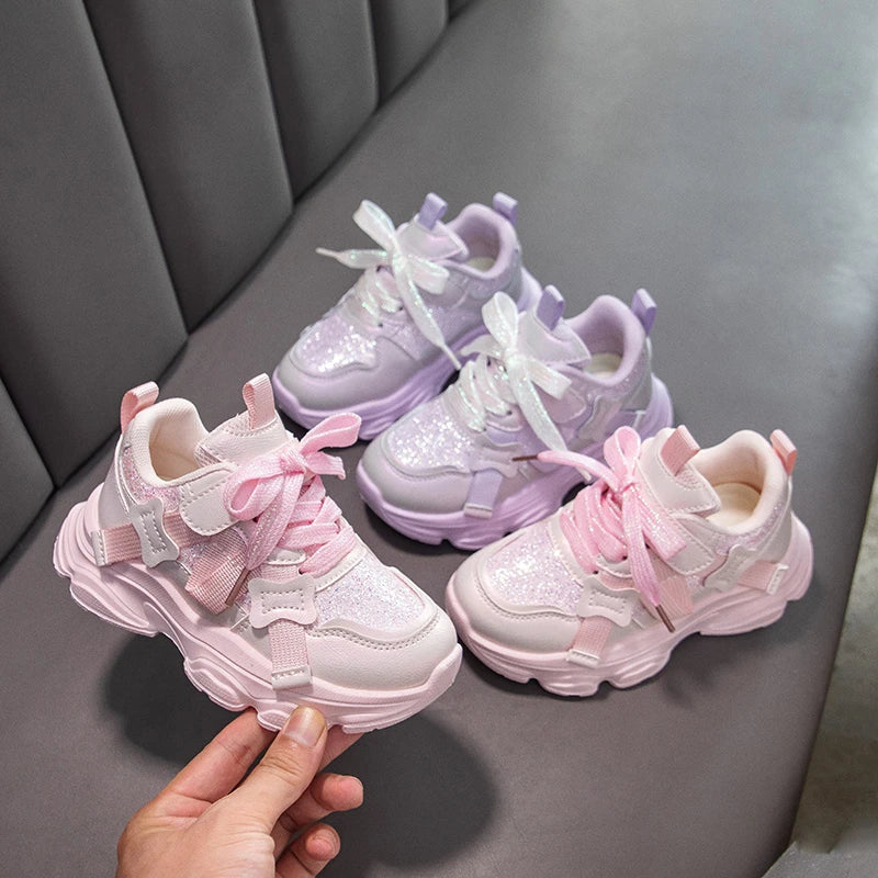 Fashion Versatile Sneakers for Girls 2026 New Autumn Toddler Running Shoes Soft Sole All-day Comfort Kids School Sports Sneakers