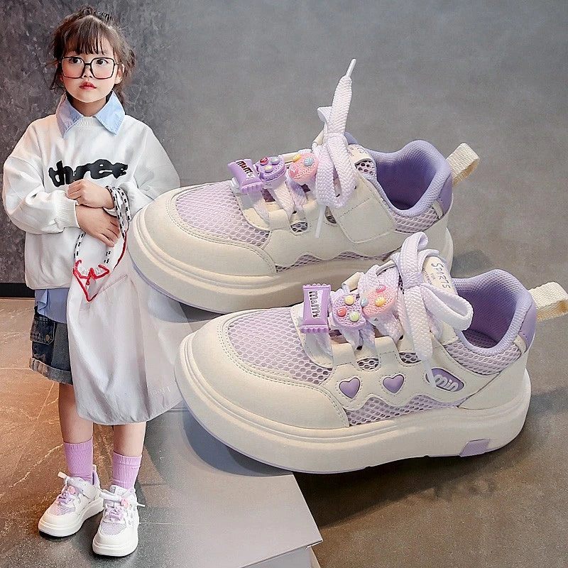 Girls' mesh shoes Spring and Autumn new children's sports shoes mesh breathable girls' casual shoes board shoes
