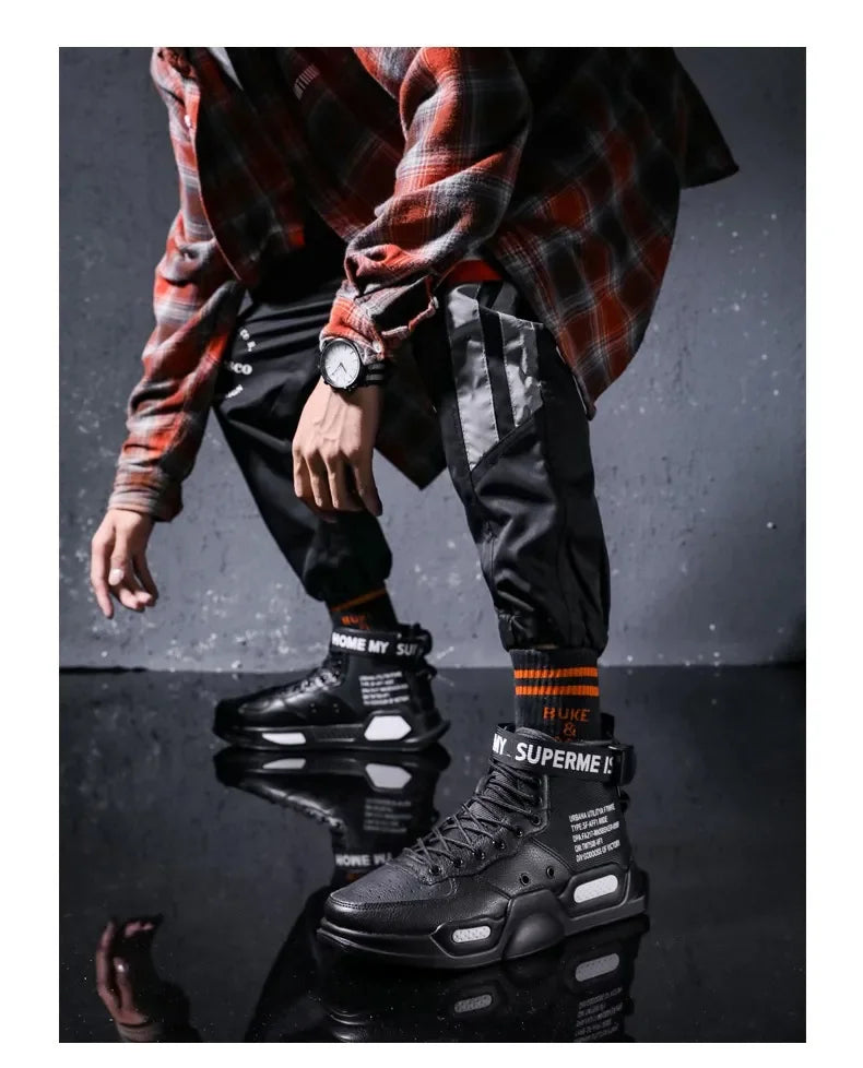 Mens Casual Sneakers High-tops Sneakers Trendy Boys Basketball Sports Tennis Shoes Outdoor Off-road Shoes Couple Sneakers