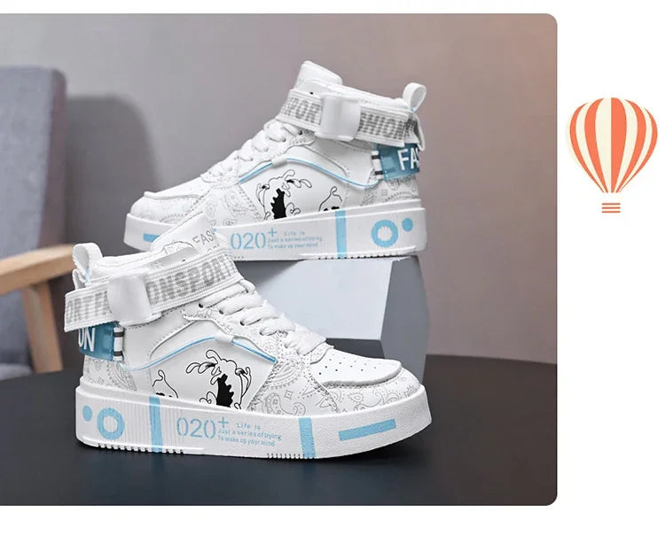Brand Kids Board Shoes High Top Sports Shoes Boys Fashion Basketball Sneakers Leisure Girls Flats Children Casual Walking Shoes