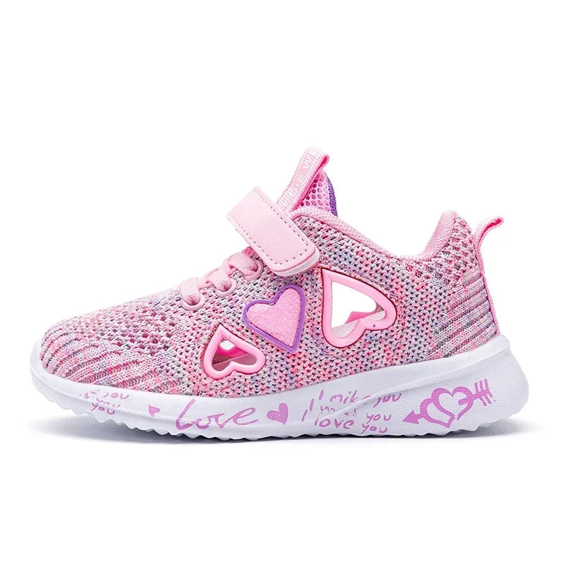 2025 Girls Casual Shoes Children Light Mesh Sneakers Kids Summer Autumn Tenis Cute Sport Cartoon Running Sock Footwear Female