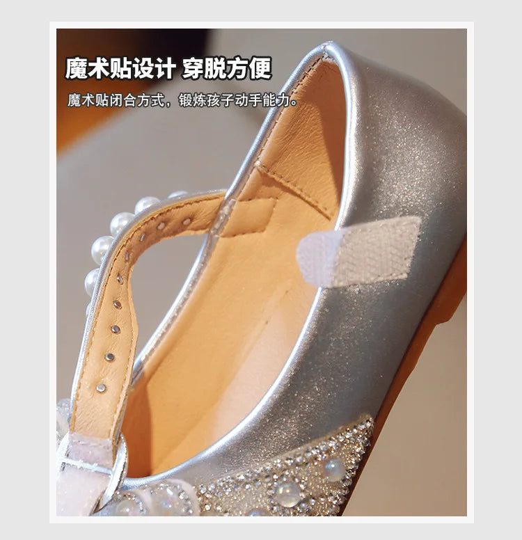 Princess Shoes for Girls Party Wedding Luxurious Glitter 23-34 Kids Single Shoe Summer Spring Autumn Fashion Girl's Flats