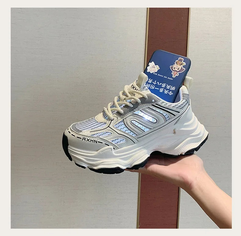 Women Sneakers Autumn Fashion Breathable Casual Shoes Women Mesh Lace Up Comfort Platform Vulcanize Shoes Zapatillas De Mujer