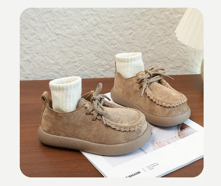 Kids Casual Loafers for Boys Girls 2025 New Autumn Toddler Walking Shoes Non-slip Thick Sole Retro Chic School Outdoor Footwear