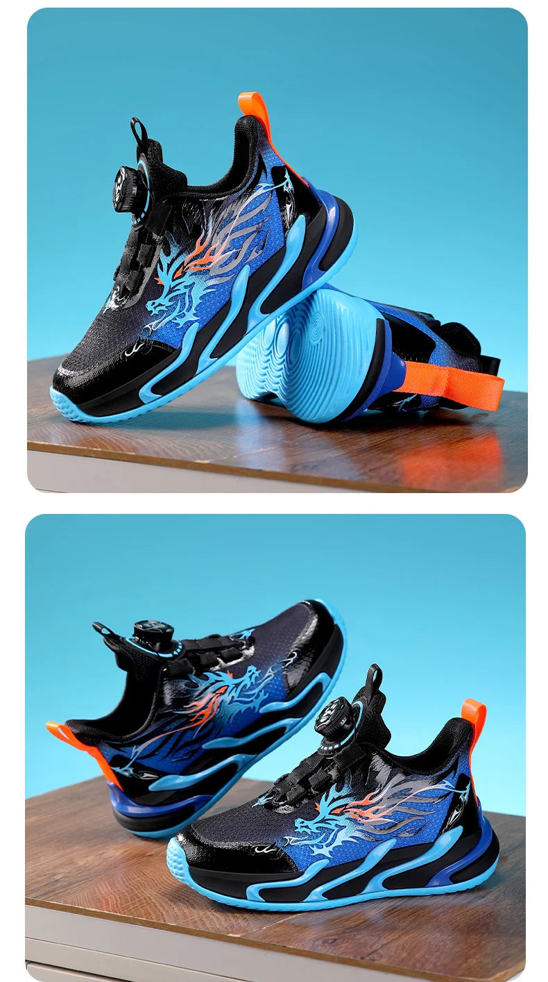 2025 New Children's Casual Sneakers Fashion Rotary Buckle Sports Shoes Kids Running Sneakers Spring Comfortable Boy Trainers