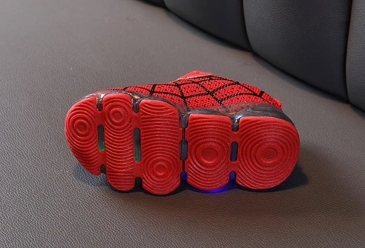2025 New Boys Breathable Lighted Sneakers Spiiderman Children's  Luminous Shoes Student Teenager Sport Shoes Kids Casual Shoes