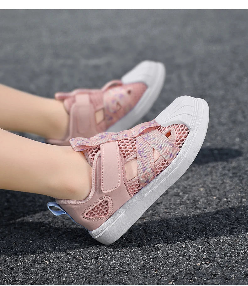 Fashion Children Soft Casual Shoes Girls Light Chunky Air Mesh Sneakers Kid Summer 4 5 6 7 8 Princess Net Sport Footwear Korean