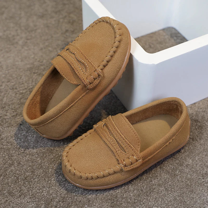 Boys Moccasins Shoes Fashion Solid Color Kids School Causal Shoes Breathable Non-slip Children Slip-on Flats Loafers Size 21-30