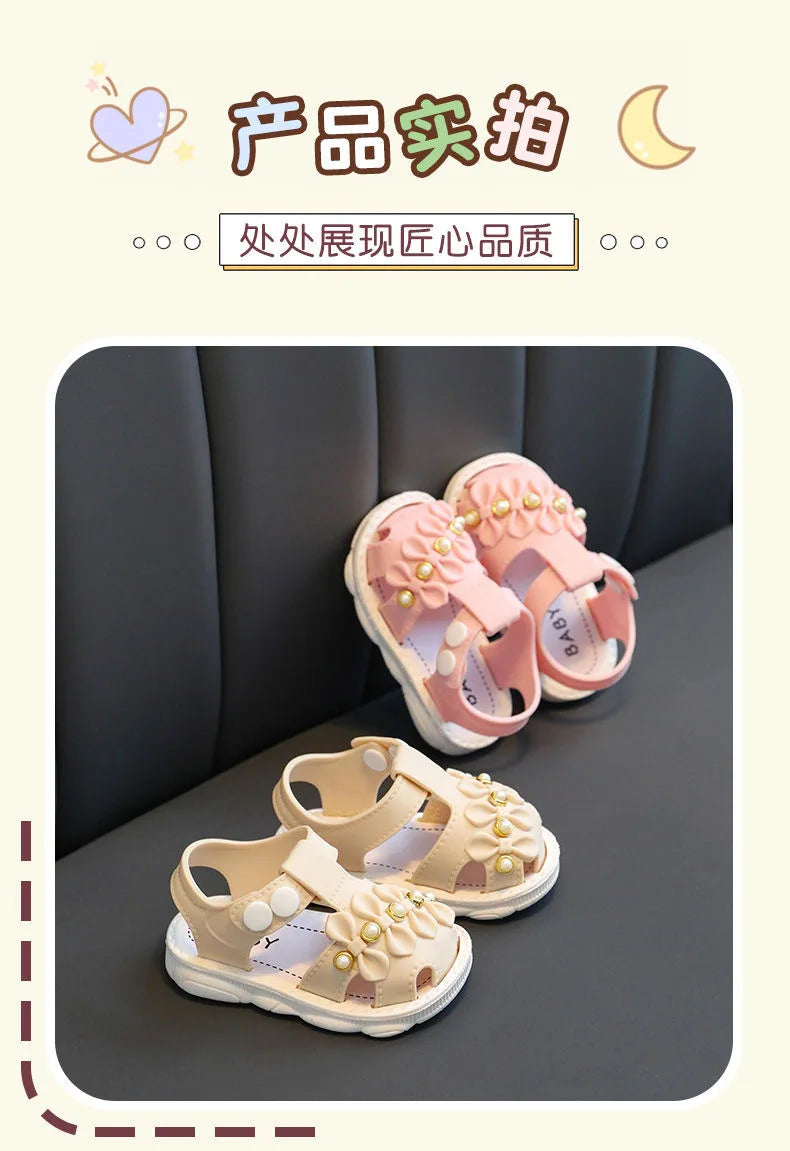 Infant Girls Sandals Summer Baby Shoes Can Make Sounds Cute Bow Princesses Kid Toddler Children Soft First Walkers